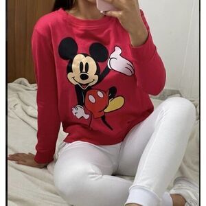 Unisex Youth Long‎ Sleeve Sweater Red Mickey Mouse Size M